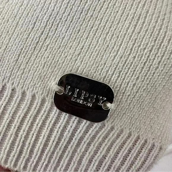 Lipsy Off Shoulder Ivory Sweater Eyelash Lace Trim Womens SM Coquette‎ Preppy - Picture 4 of 9